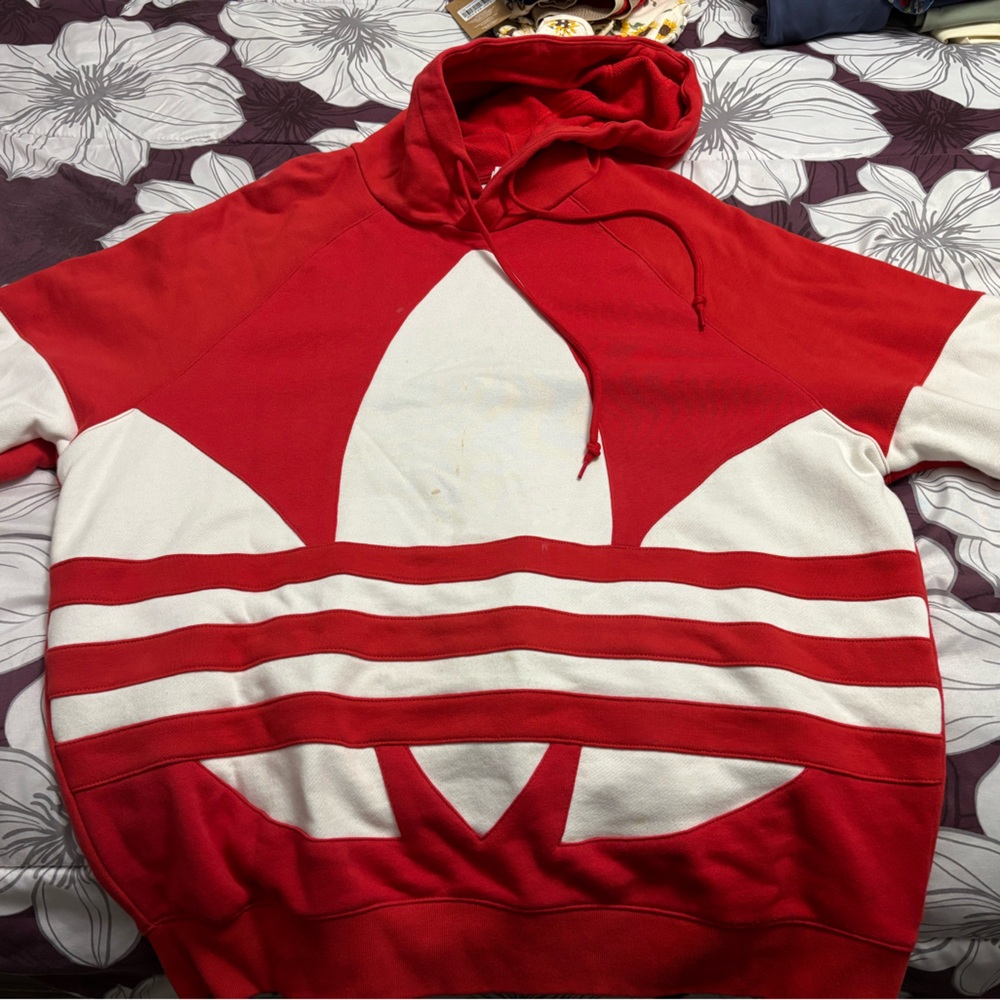 Adidas Red and White Hoodie